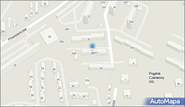 Kraków, Powstańców, 30b, mapa Krakowa