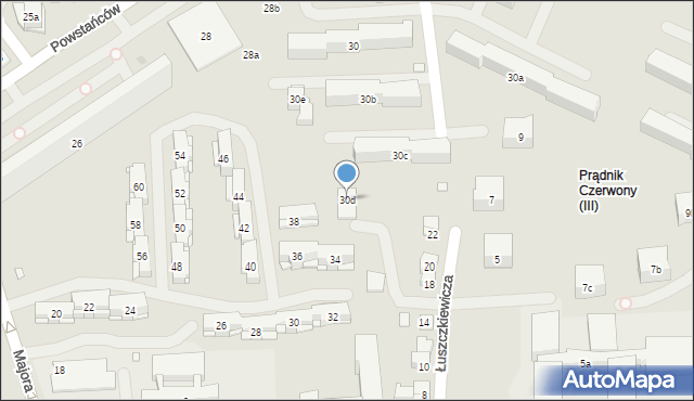 Kraków, Powstańców, 30d, mapa Krakowa