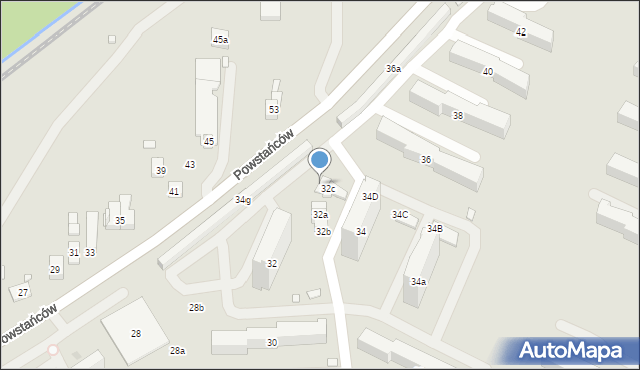 Kraków, Powstańców, 34F, mapa Krakowa