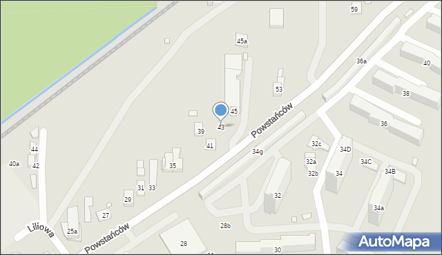 Kraków, Powstańców, 43, mapa Krakowa