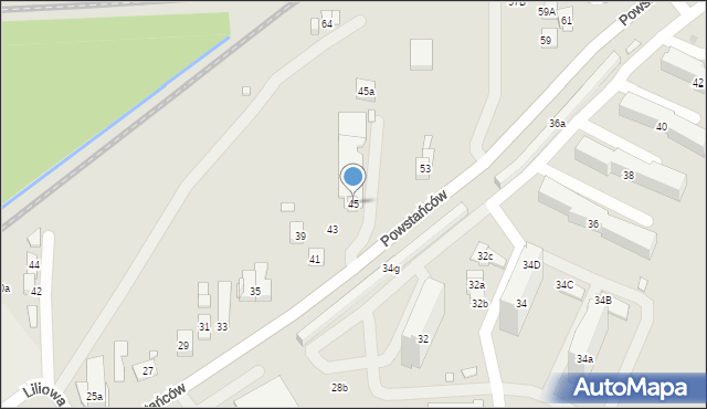 Kraków, Powstańców, 45, mapa Krakowa