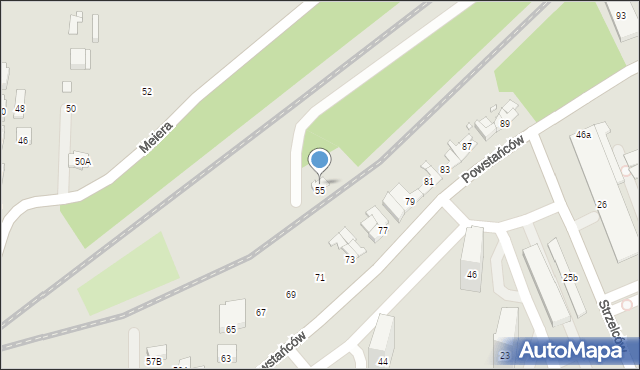 Kraków, Powstańców, 55, mapa Krakowa