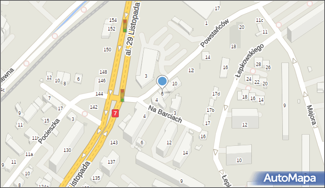 Kraków, Powstańców, 6, mapa Krakowa