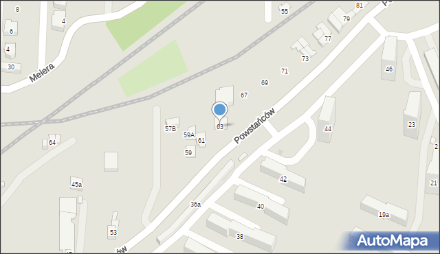 Kraków, Powstańców, 63, mapa Krakowa