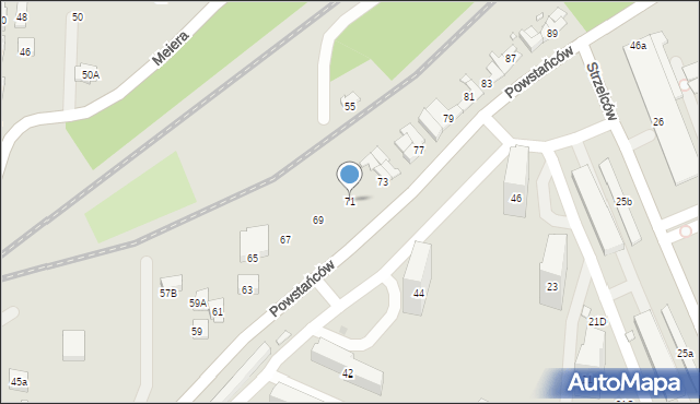 Kraków, Powstańców, 71, mapa Krakowa