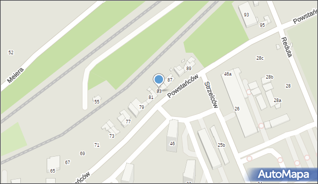 Kraków, Powstańców, 83, mapa Krakowa