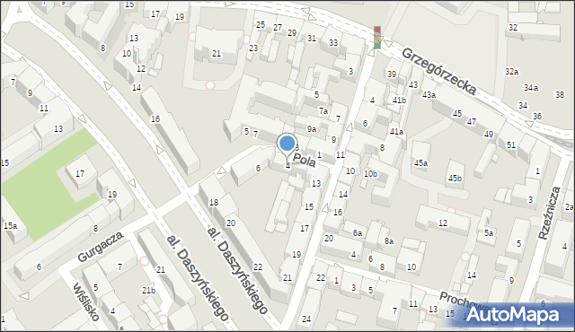 Kraków, Pola Wincentego, 4, mapa Krakowa