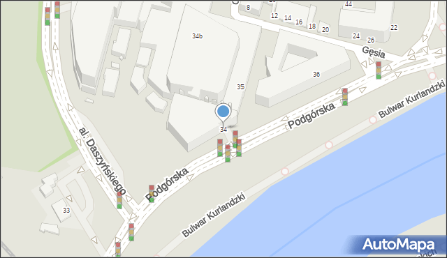 Kraków, Podgórska, 34, mapa Krakowa