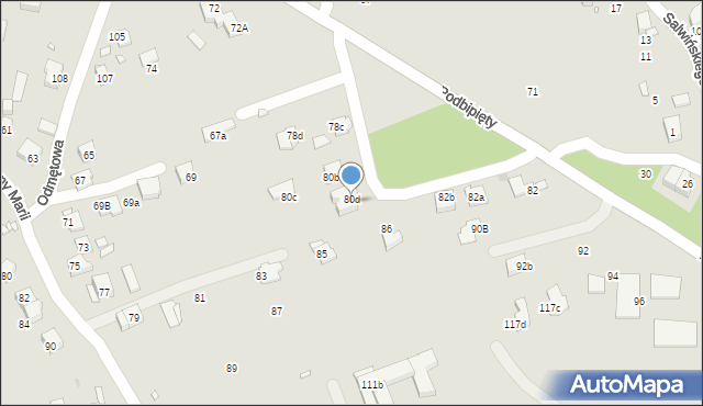 Kraków, Podbipięty Longinusa, 80d, mapa Krakowa