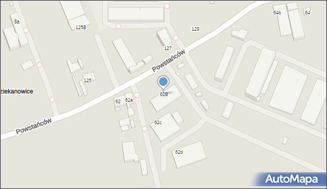 Kraków, Powstańców, 62B, mapa Krakowa