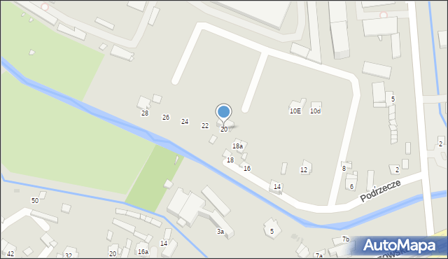 Kraków, Podrzecze, 20, mapa Krakowa