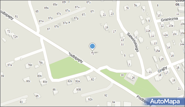 Kraków, Podbipięty Longinusa, 71, mapa Krakowa