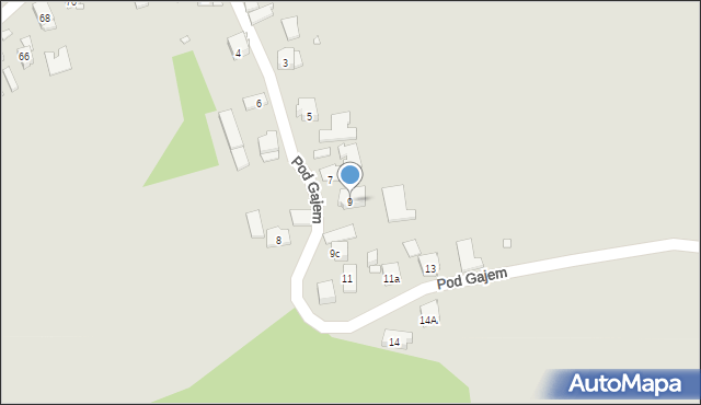 Kraków, Pod Gajem, 9, mapa Krakowa