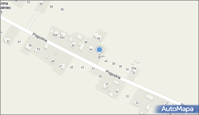 Krasieniec Stary, Pogodna, 42, mapa Krasieniec Stary