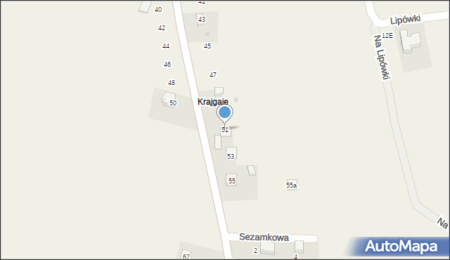 Krasieniec Zakupny, Pod Lipą, 51, mapa Krasieniec Zakupny