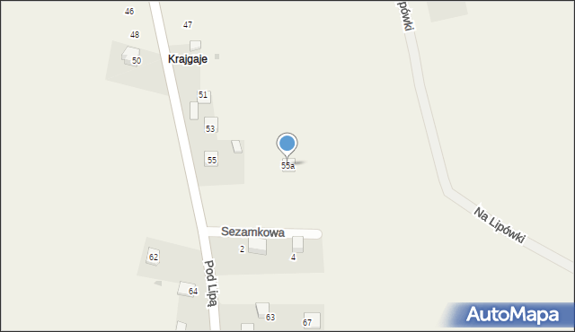 Krasieniec Zakupny, Pod Lipą, 55a, mapa Krasieniec Zakupny