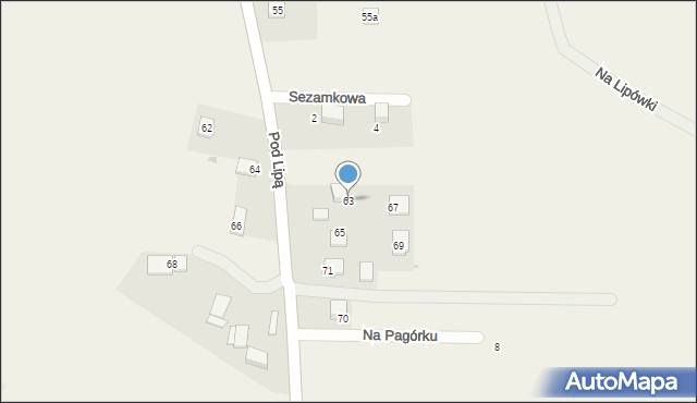 Krasieniec Zakupny, Pod Lipą, 63, mapa Krasieniec Zakupny