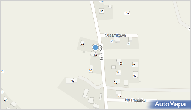 Krasieniec Zakupny, Pod Lipą, 64, mapa Krasieniec Zakupny