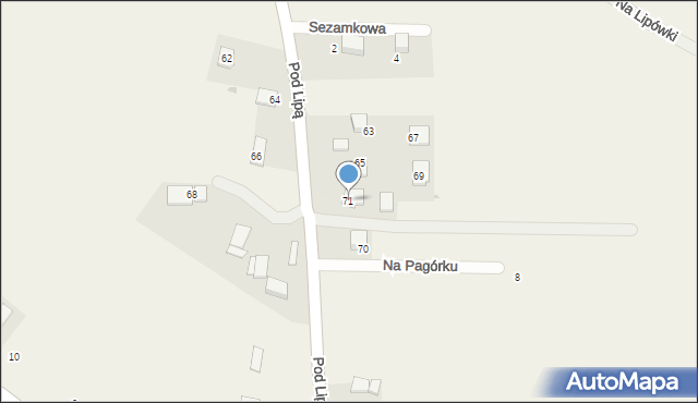 Krasieniec Zakupny, Pod Lipą, 71, mapa Krasieniec Zakupny