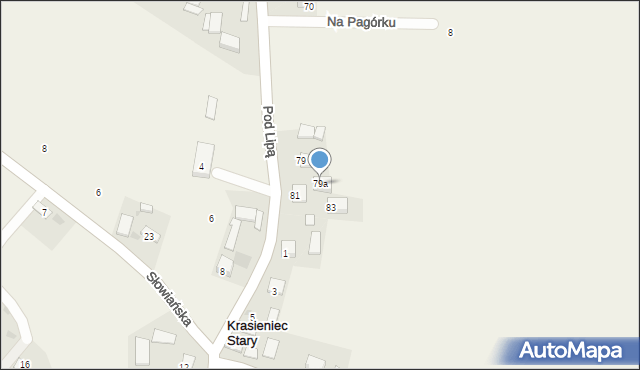 Krasieniec Zakupny, Pod Lipą, 79a, mapa Krasieniec Zakupny