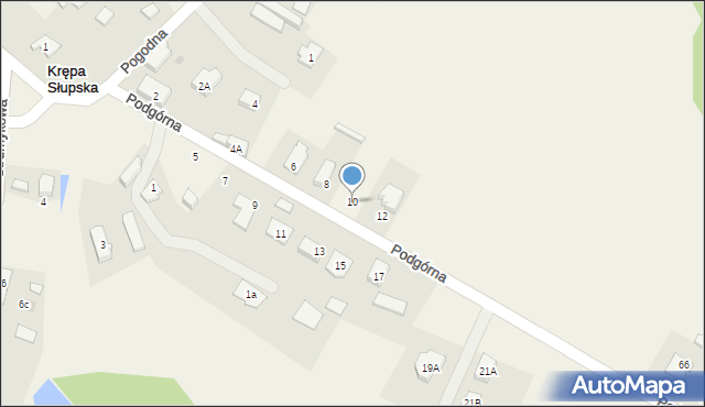 Krępa Słupska, Podgórna, 10, mapa Krępa Słupska