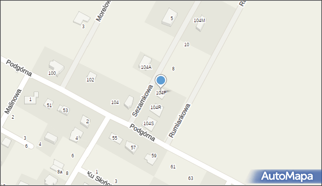 Krępa Słupska, Podgórna, 104P, mapa Krępa Słupska