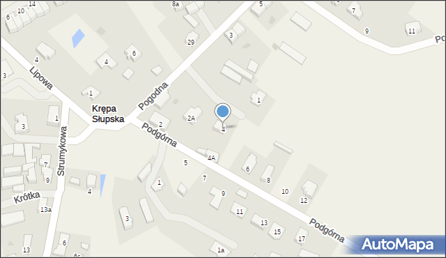 Krępa Słupska, Podgórna, 4, mapa Krępa Słupska