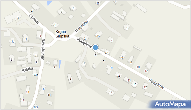 Krępa Słupska, Podgórna, 5, mapa Krępa Słupska
