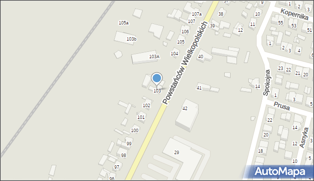 Krobia, Powstańców Wielkopolskich, 103, mapa Krobia