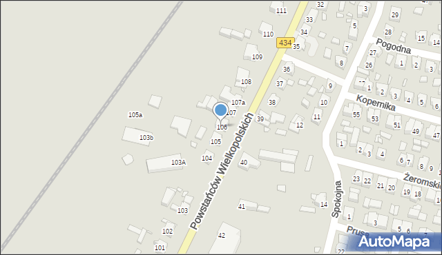 Krobia, Powstańców Wielkopolskich, 106, mapa Krobia
