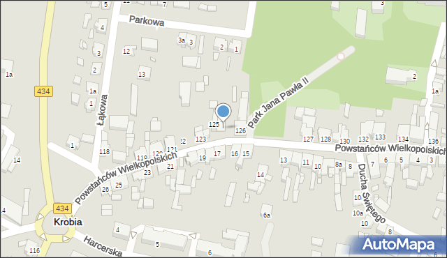 Krobia, Powstańców Wielkopolskich, 125A, mapa Krobia