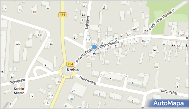 Krobia, Powstańców Wielkopolskich, 25, mapa Krobia