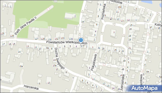 Krobia, Powstańców Wielkopolskich, 3, mapa Krobia