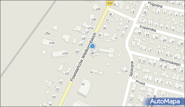 Krobia, Powstańców Wielkopolskich, 40, mapa Krobia