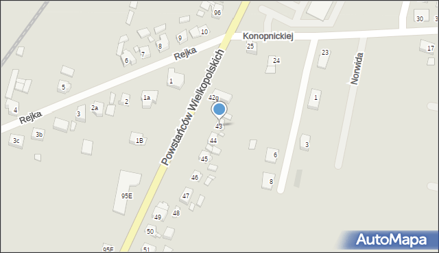 Krobia, Powstańców Wielkopolskich, 43, mapa Krobia