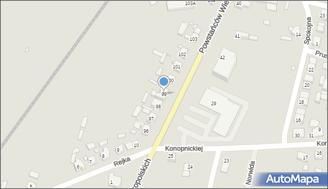 Krobia, Powstańców Wielkopolskich, 99, mapa Krobia