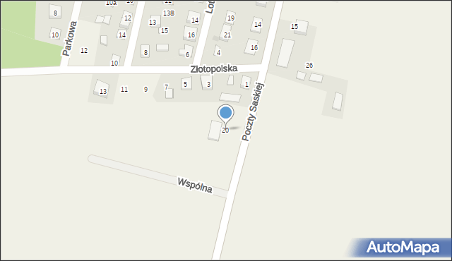 Kroczewo, Poczty Saskiej, 20, mapa Kroczewo