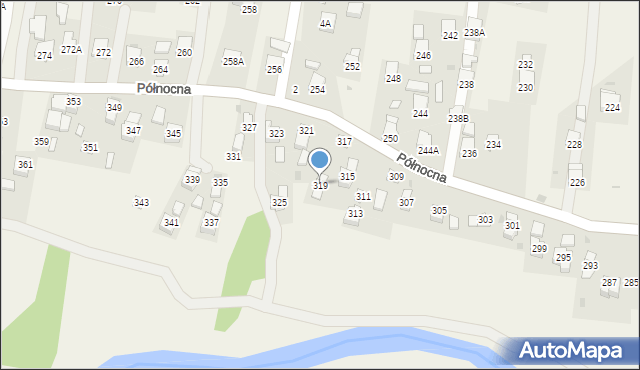 Krościenko Wyżne, Północna, 319, mapa Krościenko Wyżne