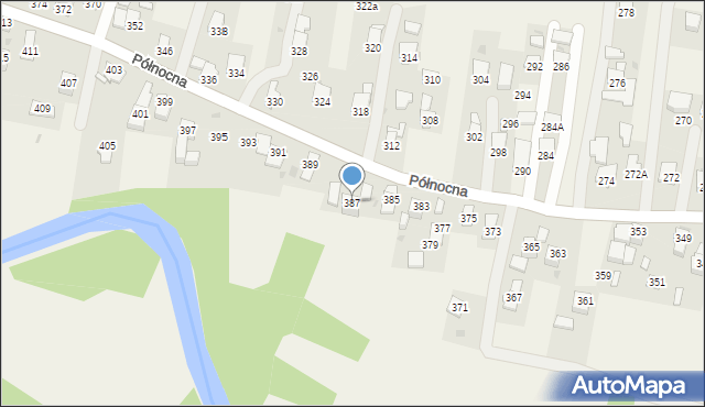 Krościenko Wyżne, Północna, 387, mapa Krościenko Wyżne