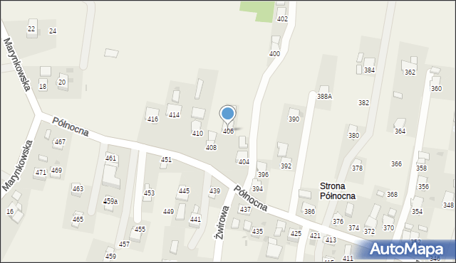 Krościenko Wyżne, Północna, 406, mapa Krościenko Wyżne
