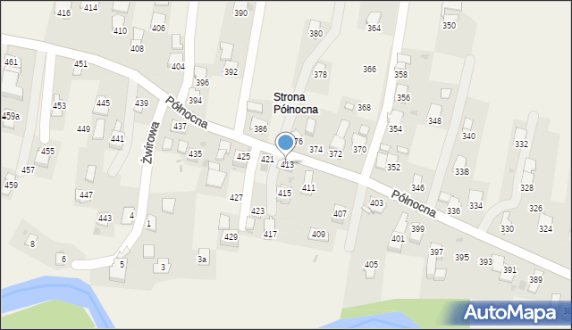 Krościenko Wyżne, Północna, 413, mapa Krościenko Wyżne