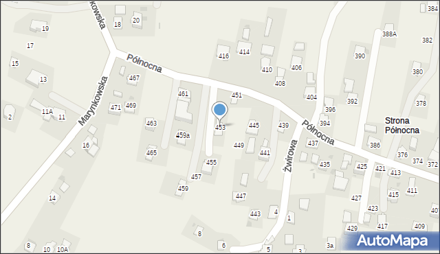 Krościenko Wyżne, Północna, 453, mapa Krościenko Wyżne