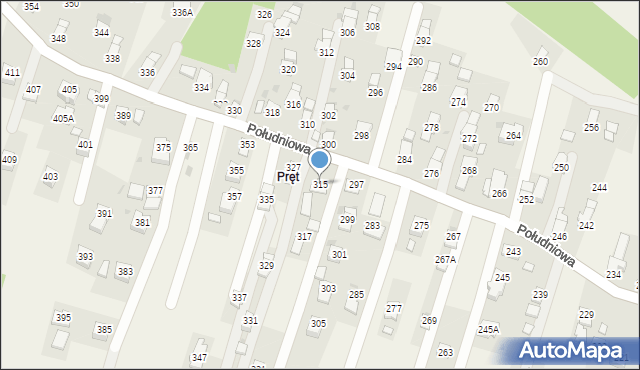 Krościenko Wyżne, Południowa, 315, mapa Krościenko Wyżne