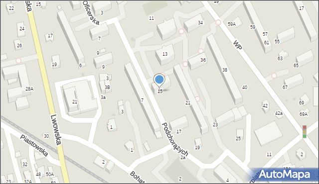 Krosno, Podchorążych, 15, mapa Krosna