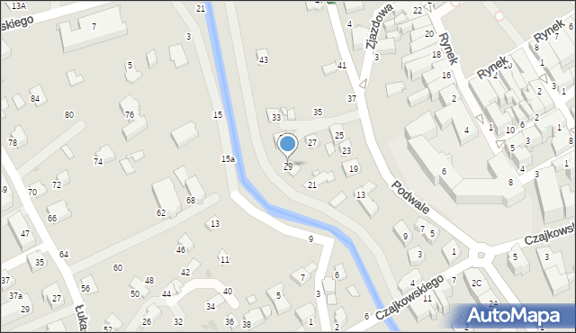 Krosno, Podwale, 29, mapa Krosna