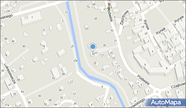 Krosno, Podwale, 31, mapa Krosna