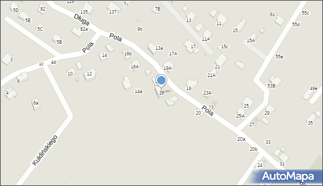 Krosno, Pola Wincentego, 18, mapa Krosna