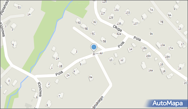 Krosno, Pola Wincentego, 1c, mapa Krosna