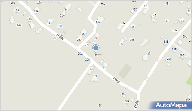 Krosno, Pola Wincentego, 33, mapa Krosna