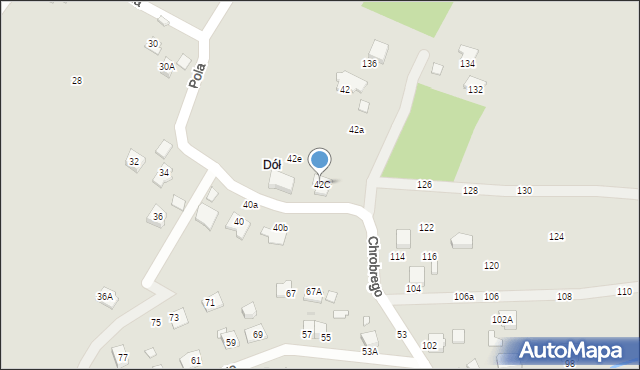Krosno, Pola Wincentego, 42C, mapa Krosna
